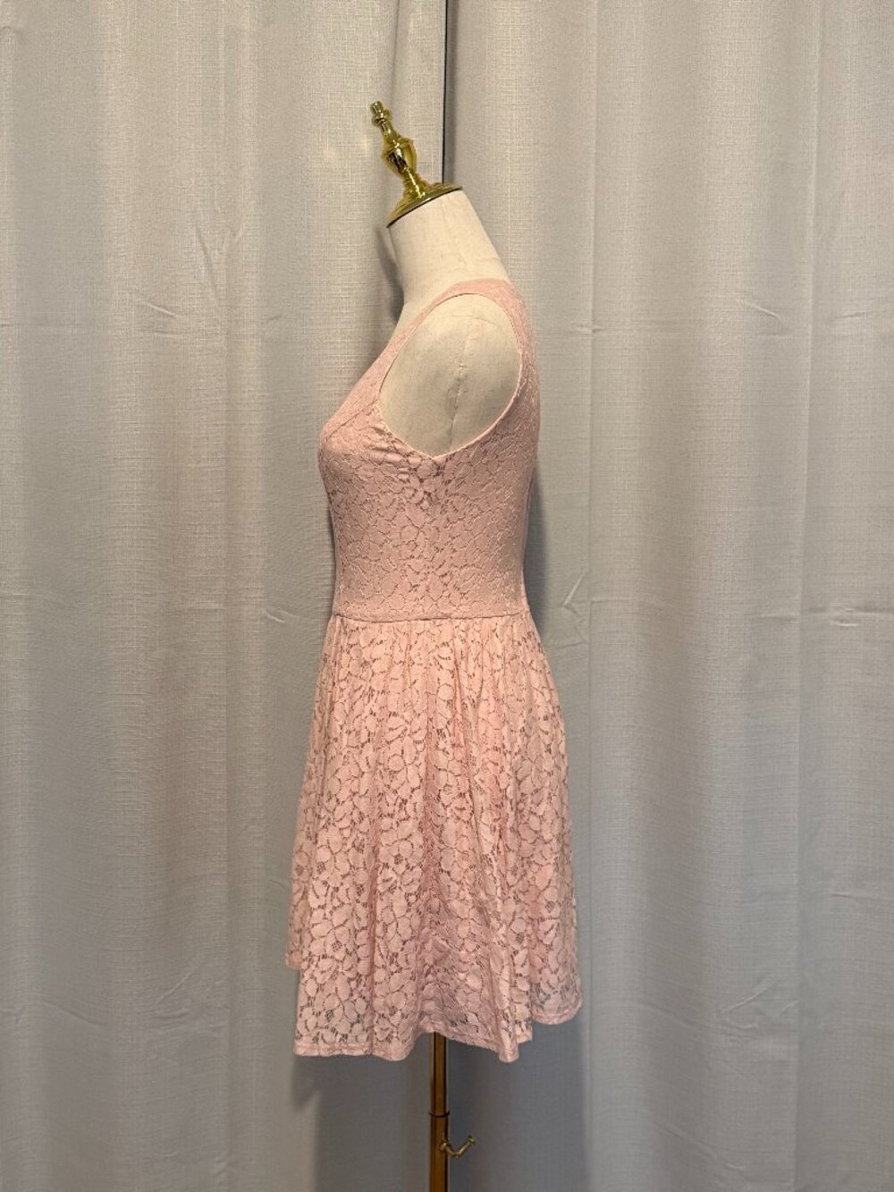 HeartSoul Pink Lace Overlay Mini Dress Cottagecore Spring Small - Picture 5 of 10